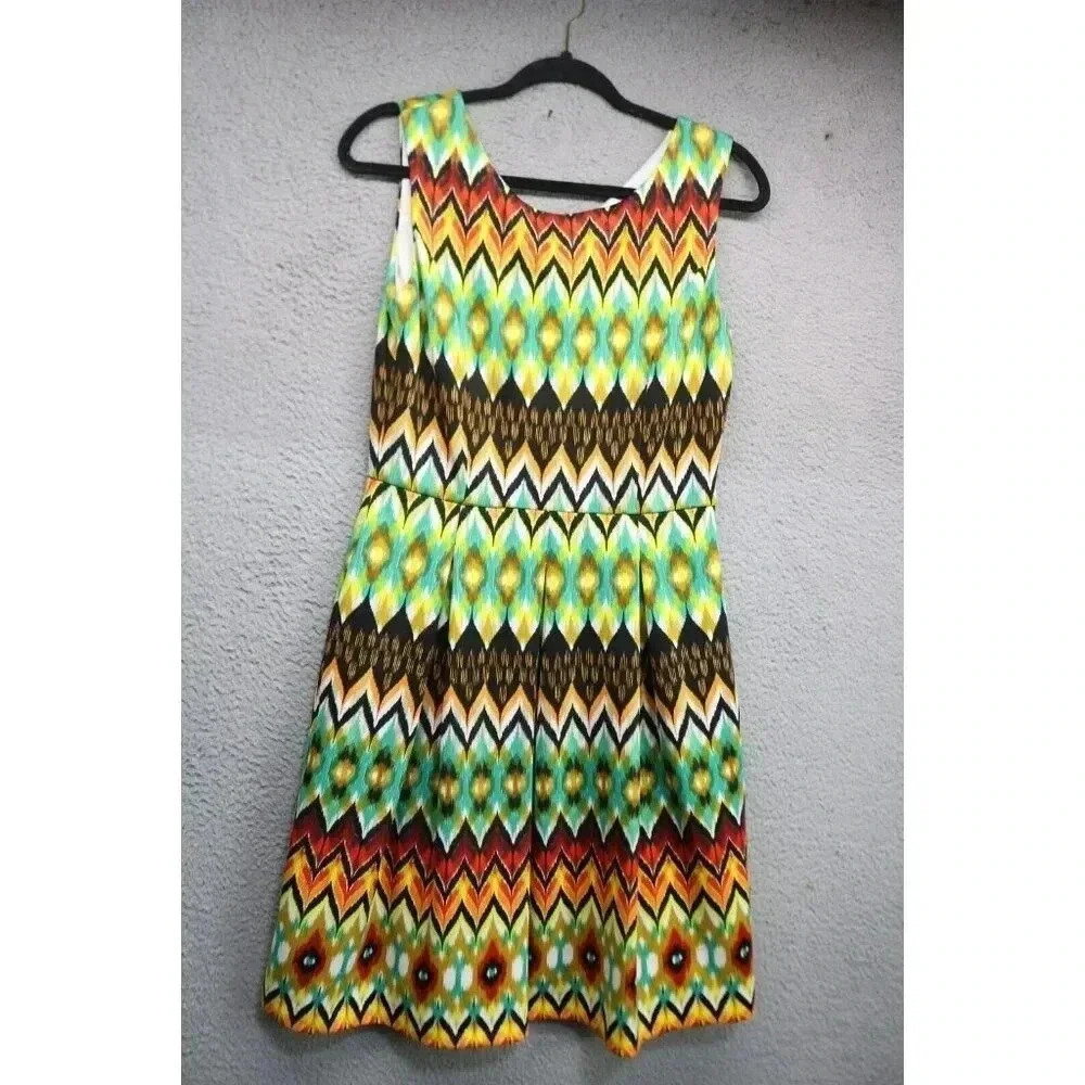 Ellen Tracy Geometric Sleeveless Dress-Size 6-Lined